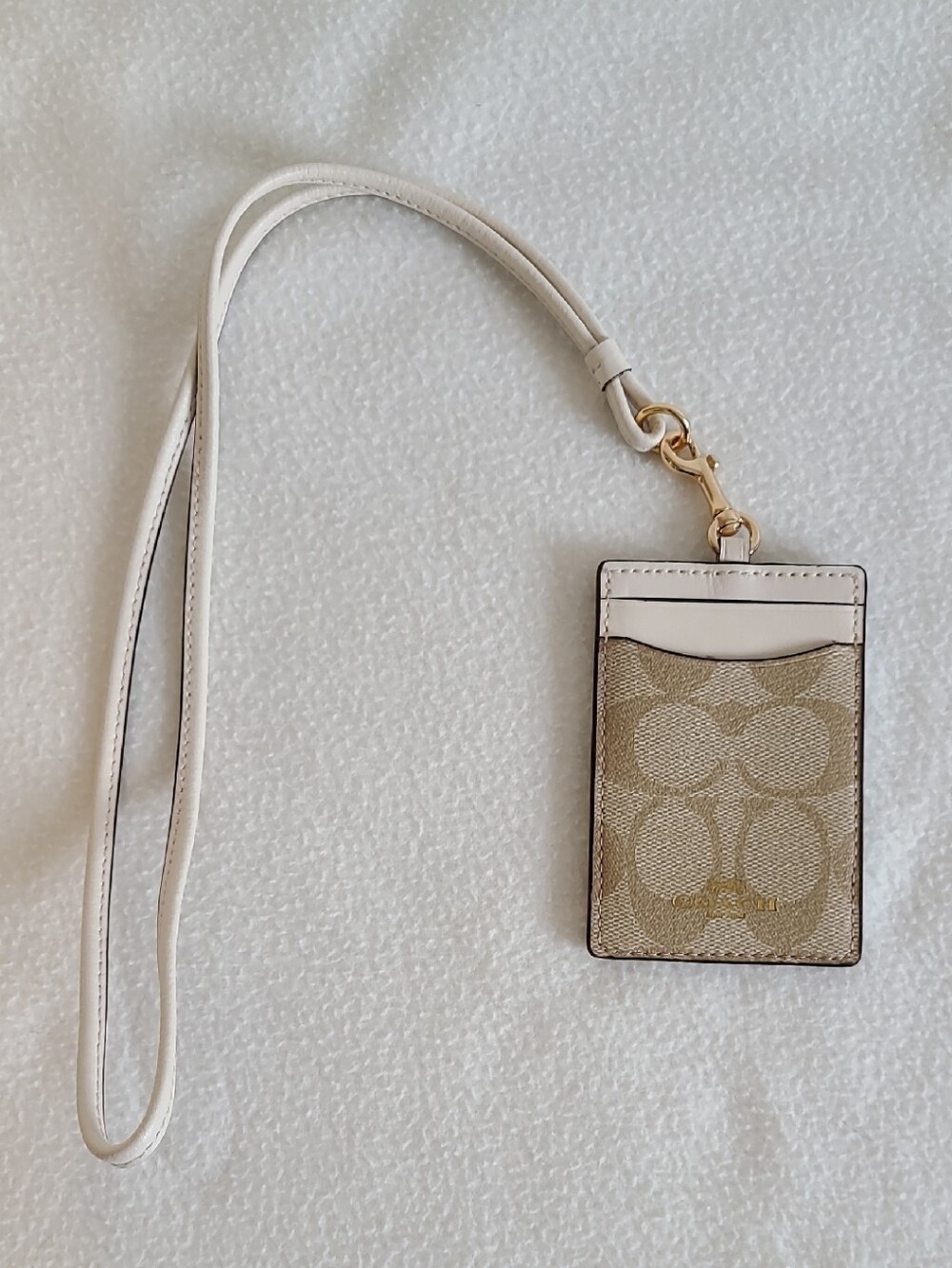 Coach Khaki and Chalk Signature Lanyard Card Holder